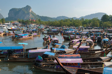 Fototapeta na wymiar Longboats from Krabi, southern Thailand
