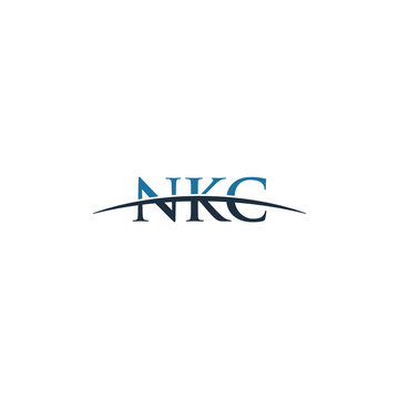 Initial letter NKC, overlapping movement swoosh horizon logo company design inspiration in red and dark blue color vector
