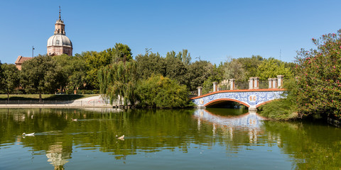 Public park in Talavera called Alameda Park in Talavera de la Reina, Toledo, Spain - obrazy, fototapety, plakaty