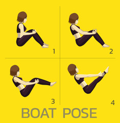 Boat Pose Yoga Manga Tutorial How Cartoon Vector Illustration