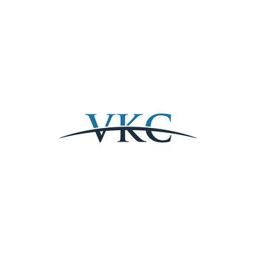 Initial letter VKC, overlapping movement swoosh horizon logo company design inspiration in red and dark blue color vector