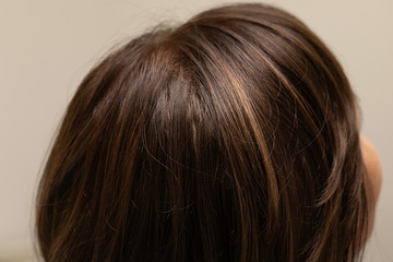 Female thick hair close up