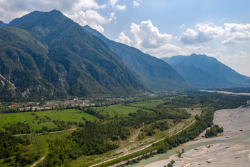 Fototapeta na wymiar Beautiful Italy – Fella river in northern Italy – from above 