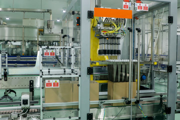 Close up Beverage bottle sorting machine