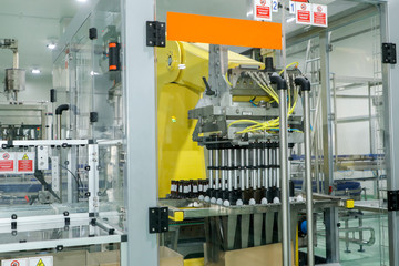 Close up Beverage bottle sorting machine