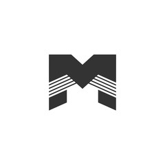 letter m stripes geometric logo vector