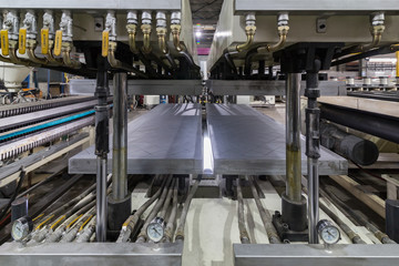 Polycarbonate production line. Industrial photos of factory translucent structures