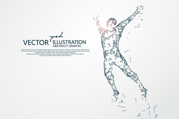 Jumping Man,Network connection turned into, vector illustration.