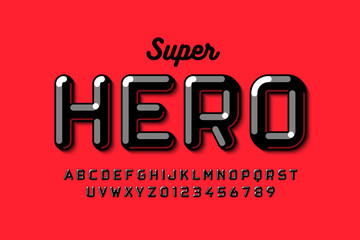 Comics Super Hero style font, alphabet letters and numbers