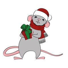 christmas character rat in santa claus hat