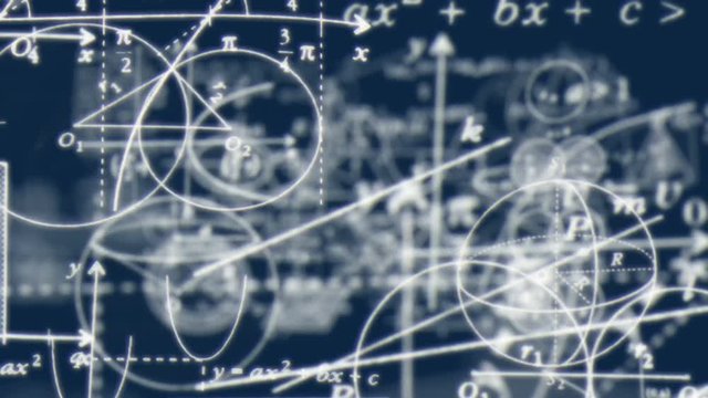 Loopable Math Symbols Journey Flying Through Camera. Animation looped.