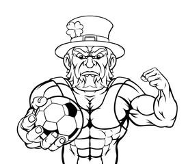 Leprechaun Holding Soccer football Ball Sports Mascot