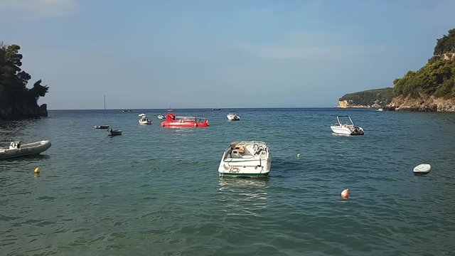 Boats in Port of Parga, Greece, Ionian Sea