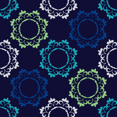 Ikat. Seamless pattern. Traditional ornament. Geometric background. Vector illustration for web design or print.