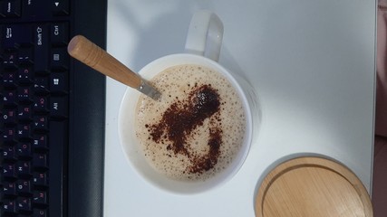 cup of coffee with sugar and chocolate