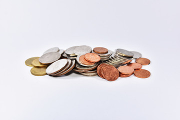 Thai baht Coins on white background concept Money finance business currency coin isolated investment