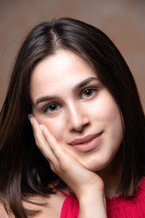 Naklejka premium Beautiful young woman, cute girl portrait