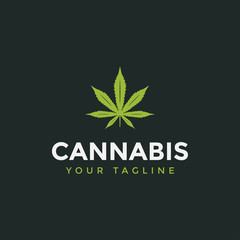 Cannabis Leaf Logo Design Template Illustration