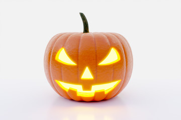 Halloween Pumpkin burning isolated on white background - 3D rendering