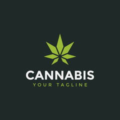 Geometric Cannabis Leaf Logo Design Template Illustration