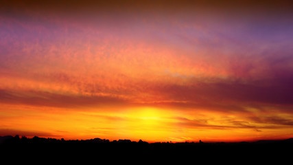 Sunrise sky background over the field