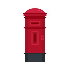 Red street post box icon. Flat illustration of red street post box vector icon for web design