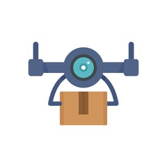 Drone delivery icon. Flat illustration of drone delivery vector icon for web design
