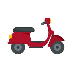 Red scooter delivery icon. Flat illustration of red scooter delivery vector icon for web design