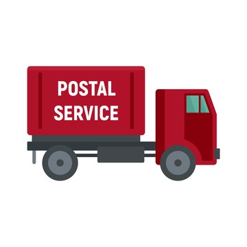 Postal service truck icon. Flat illustration of postal service truck vector icon for web design