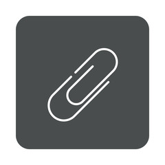 Icono plano lineal clip de papel en cuadrado color gris
