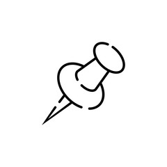 Icono plano lineal chincheta en color negro