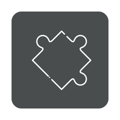 Icono plano lineal pieza de puzle en cuadrado color gris