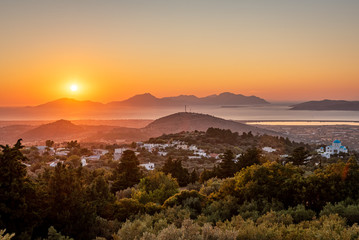 Beautiful Zia sunset view at island Kos Greece