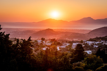 Beautiful Zia sunset view at island Kos Greece