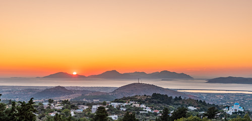 Beautiful Zia sunset view at island Kos Greece