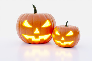 Halloween Pumpkin burning isolated on white background - 3D rendering