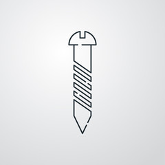 Icono plano lineal tornillo cabeza redonda en fondo gris