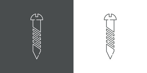 Icono plano lineal tornillo cabeza redonda en gris y blanco