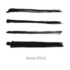brush strokes watercolor background. Vector black paint