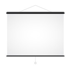 Obraz premium Realistic illustration of blank white projection screen with space for text, vector