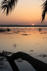 Beautiful Sunset seen from Fatnas Island, an Island at Siwa Oasis in the Egyptian Sahara Desert