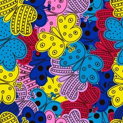 Seamless pattern of colored butterflies. Vector illustration for your design.