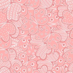 Seamless pattern of butterflies on pink background. Vector illustration for your design.