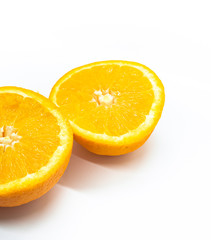 half orange slice isolated on white background