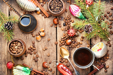 Christmas toy and coffe