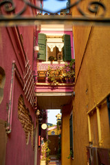 Venice / Italy - September 29th 2019: Colorful streets of Burano, Venice, Italy