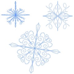 large winter snowflakes of various shapes