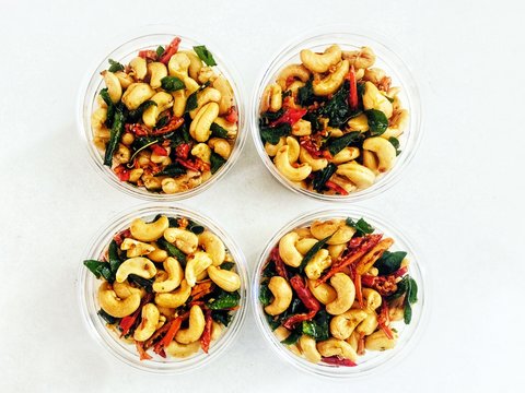 four packing spicy nuts with herble