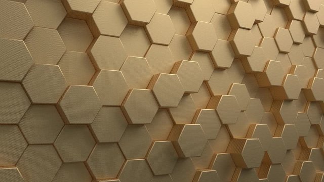 Hexagon abstract looping gold background, 3d Rendering