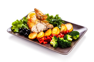 Roast chicken fillet and vegetable salad